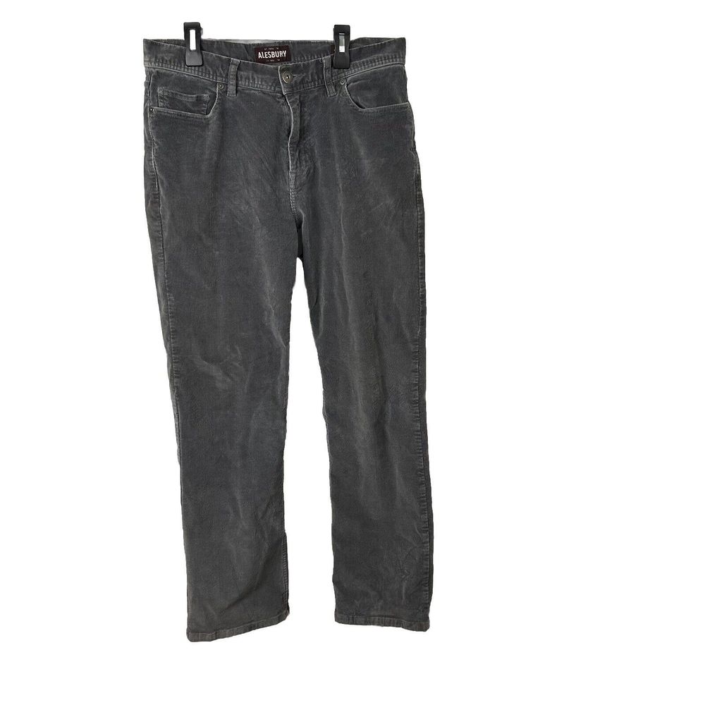 Alesbury Men's Gray Corduroy Pants Relaxed  Straight Leg Chino Pants Sz 30/30